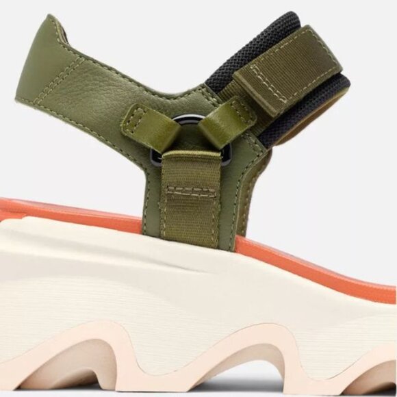 NWT SOREL KINETIC Impact Y-Strap High Women's Wedge Sandal -  Utility Green - Picture 5 of 5